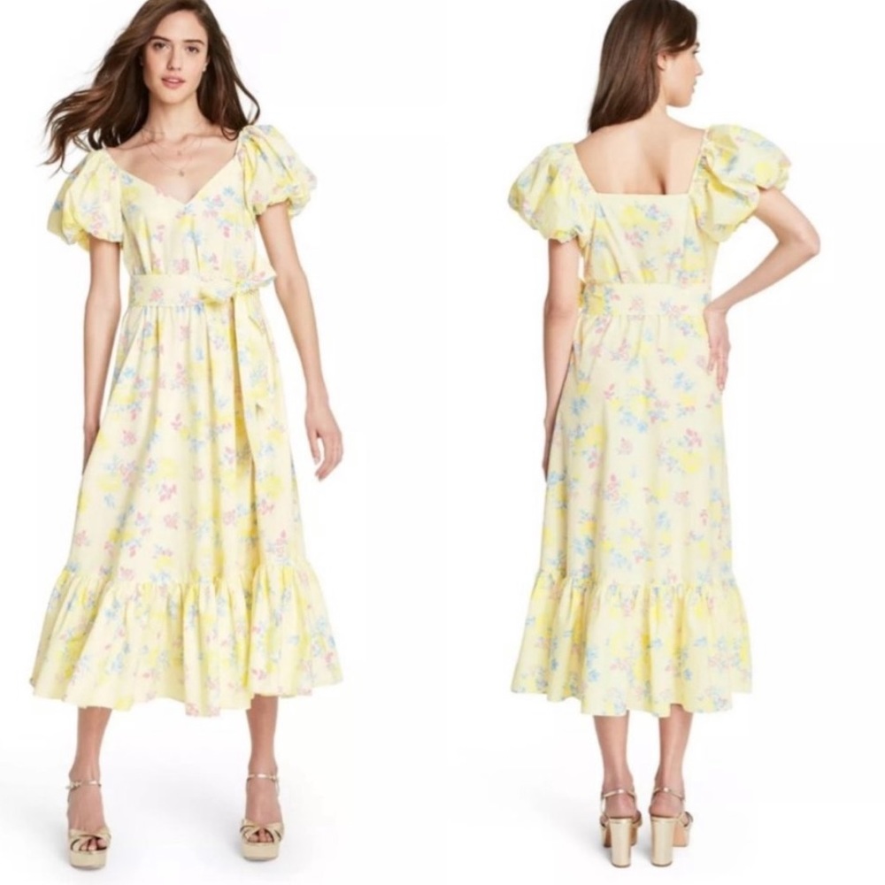 LoveShackFancy Yellow Floral Dress